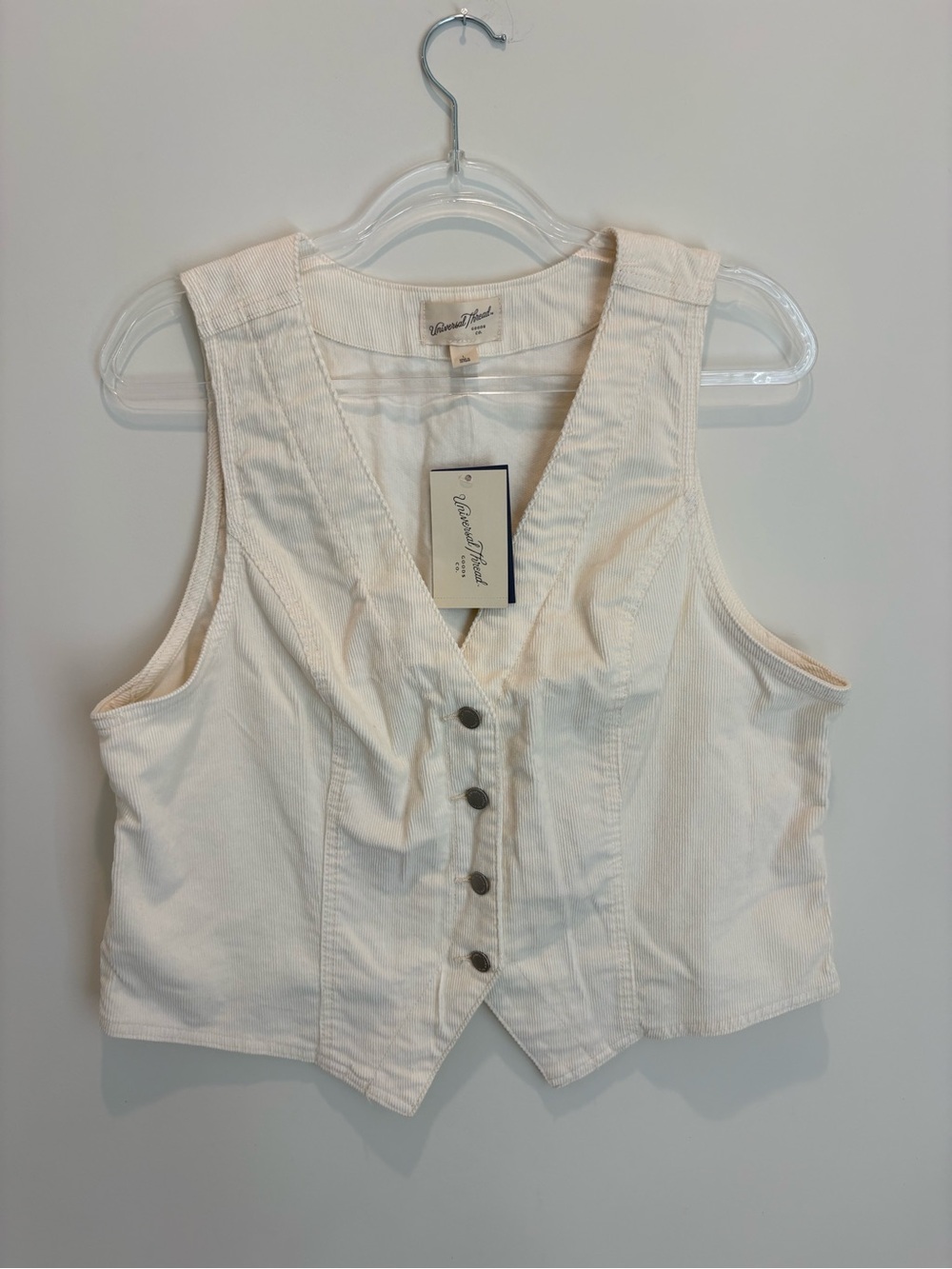 Universal Thread Cream Button-Front Crop Vest - Picture 1 of 3